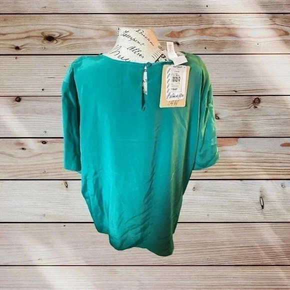 VINTAGE PLUS PERFERRED SIZE 24 W GREEN BLOUSE NWT - Picture 4 of 5